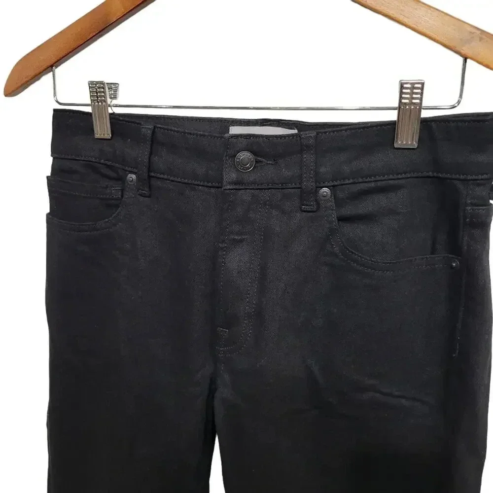 Everlane Mid Rise Black Denim Straight Leg Skinny Jeans Size 27